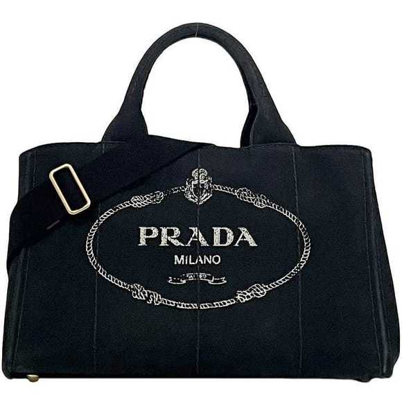 Prada Canvas Black Nero Bag Tote Canapa - Picture 1 of 9